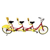 TOYTEXX 24 inch Wheels 3-Seat Tandem Bicycle Family Cruise Comfort Bike for Adults, Couples, Families (Red)